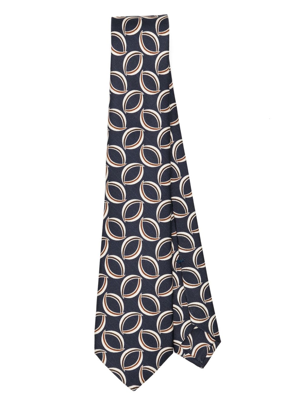 Kiton 叶片印花真絲领带 - 蓝色