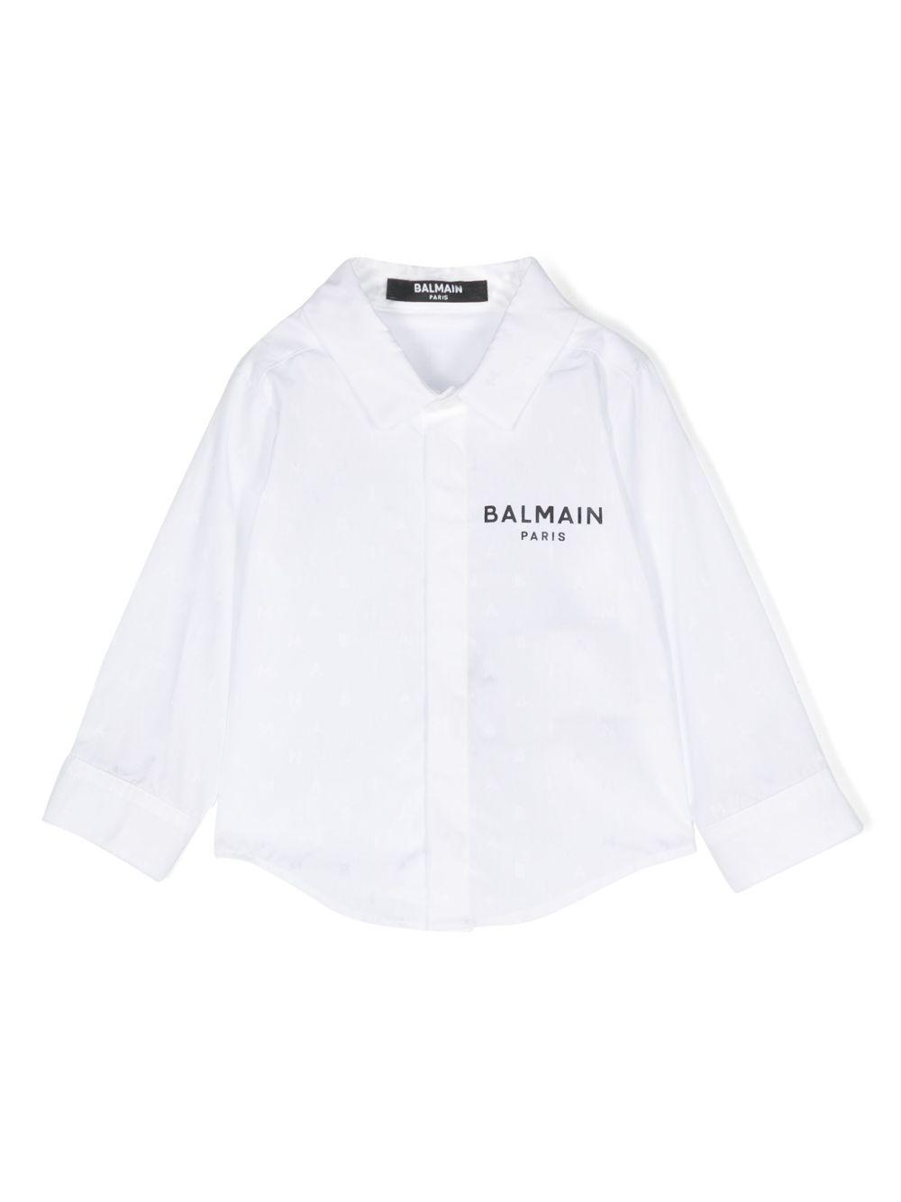 Balmain Kids 经典logo提花棉衬衫 - 白色