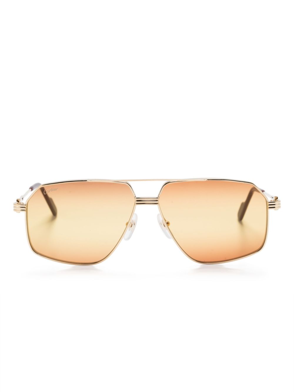 Cartier Eyewear 飞行员镜框太阳眼镜 - 金色