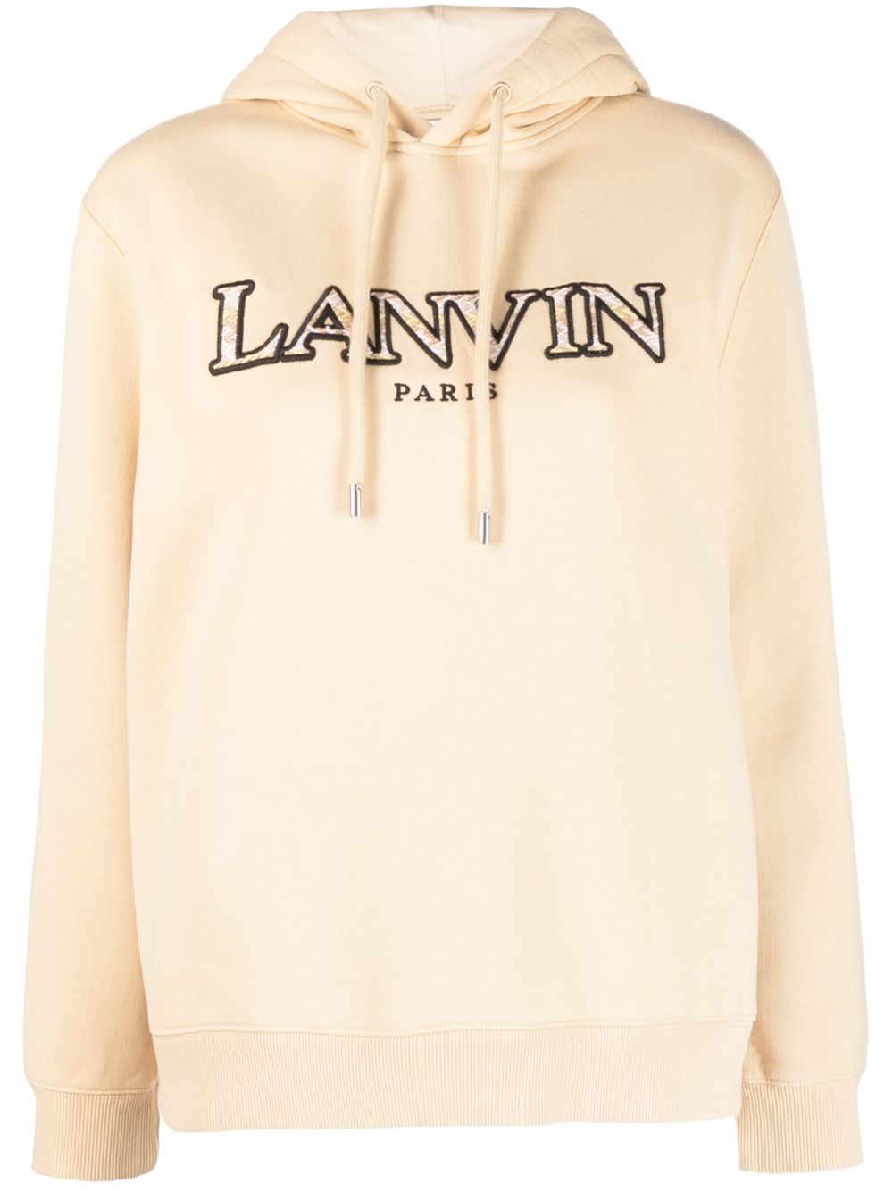 Lanvin logo刺绣棉连帽衫 - 中性色