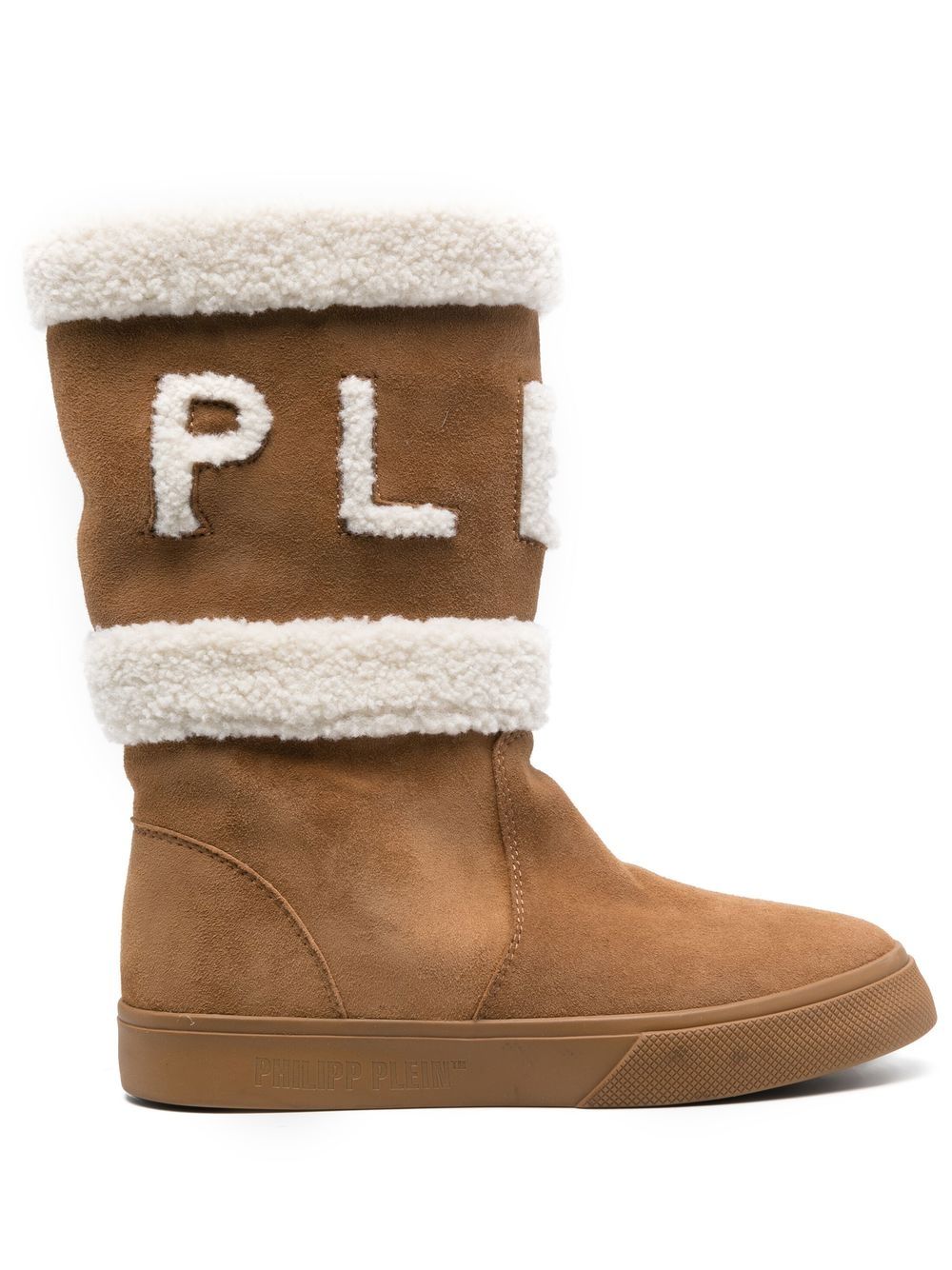 Philipp Plein 皮毛一体衬里绒面皮高筒靴 - 中性色