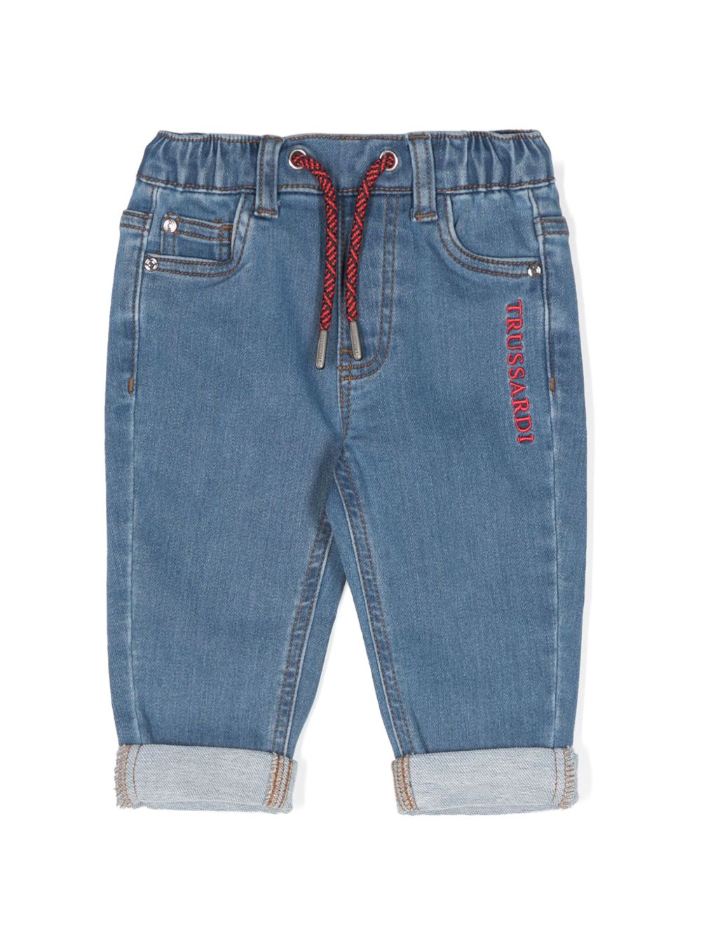 TRUSSARDI JUNIOR logo刺绣牛仔裤 - 蓝色