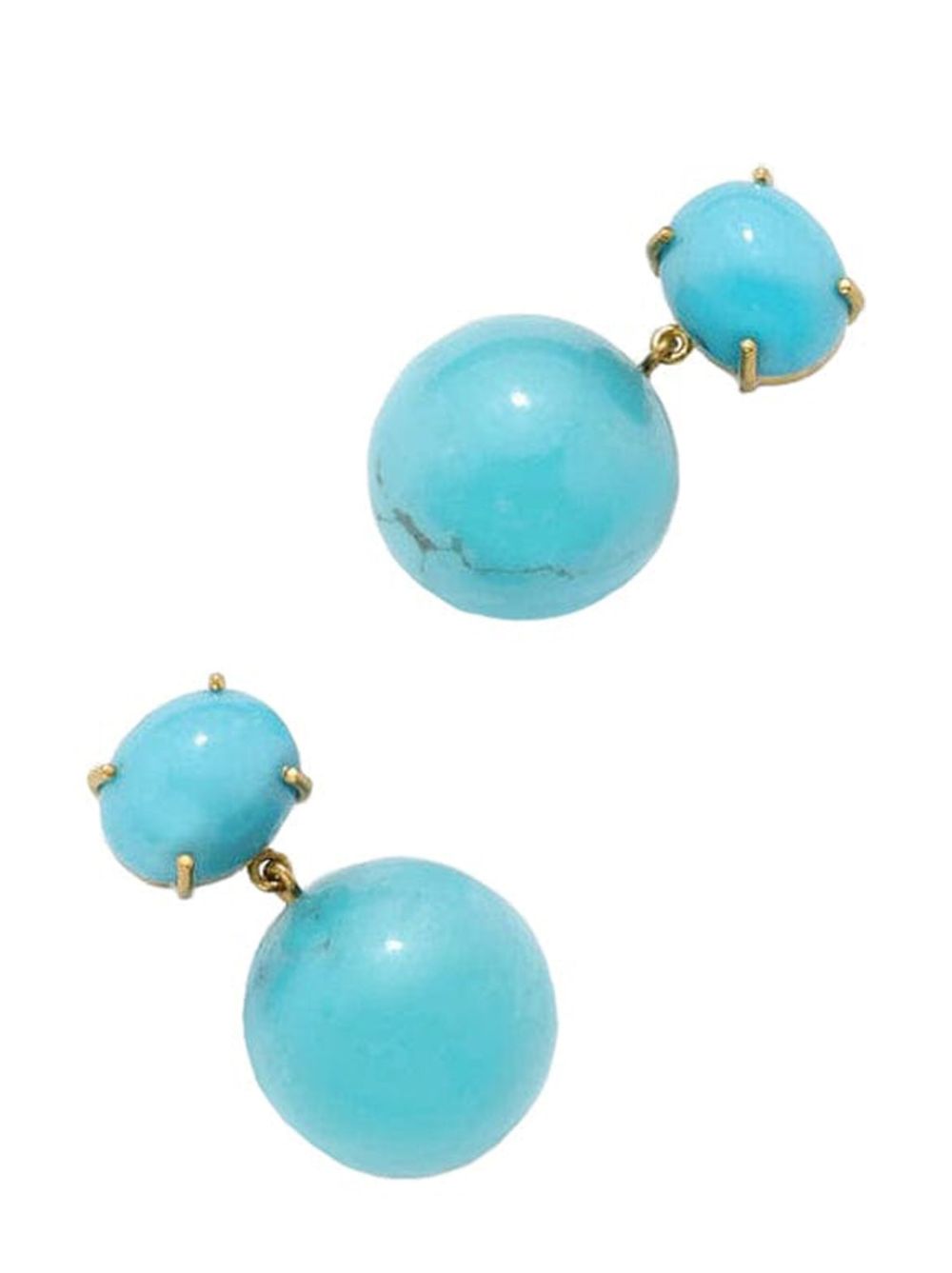 Irene Neuwirth 18K黄金 Gumball 绿松石吊饰耳环 - 金色