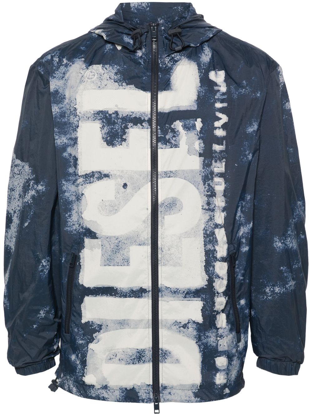 Diesel J-Warrett-Logo-Logo 连帽夹克 - 蓝色