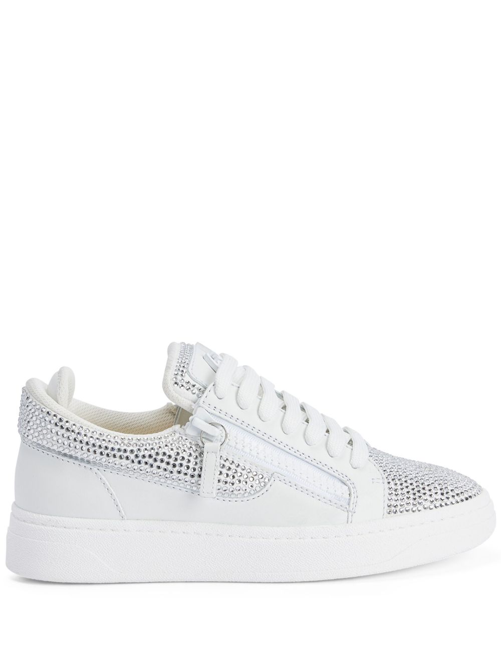 Giuseppe Zanotti GZ94 水钻缀饰皮质运动鞋 - 白色