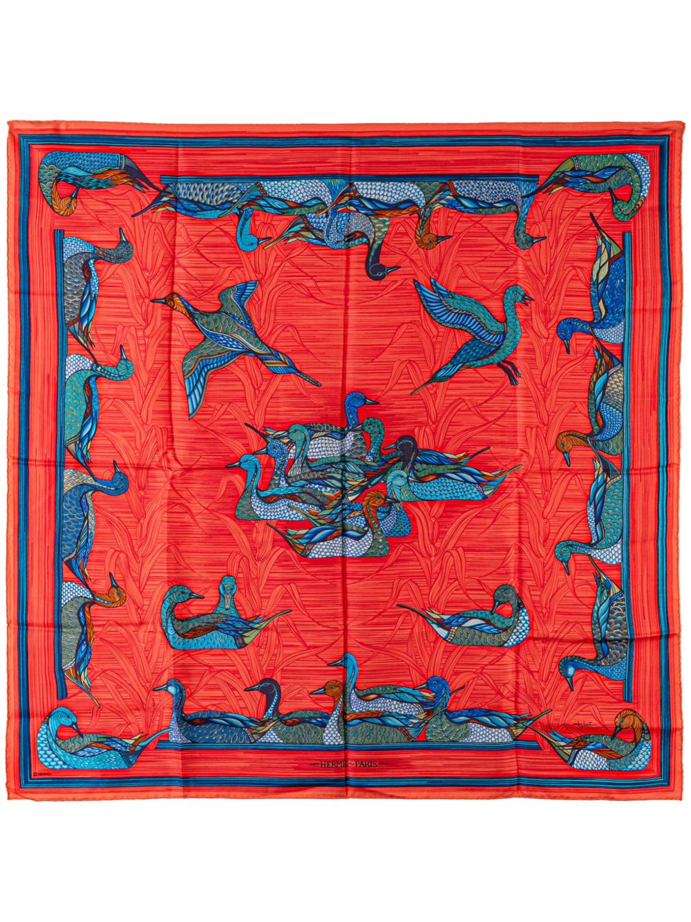 Hermès Pre-Owned Duck Silk Scarf 围巾（2000年典藏款） - 红色