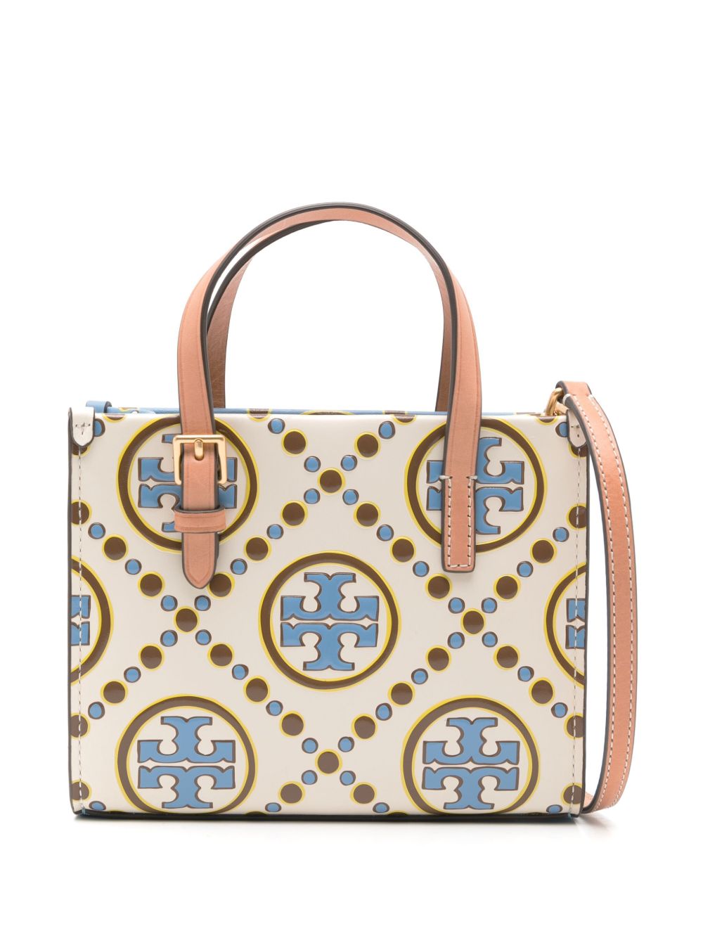 Tory Burch T Monogram 皮质迷你斜挎包 - 蓝色
