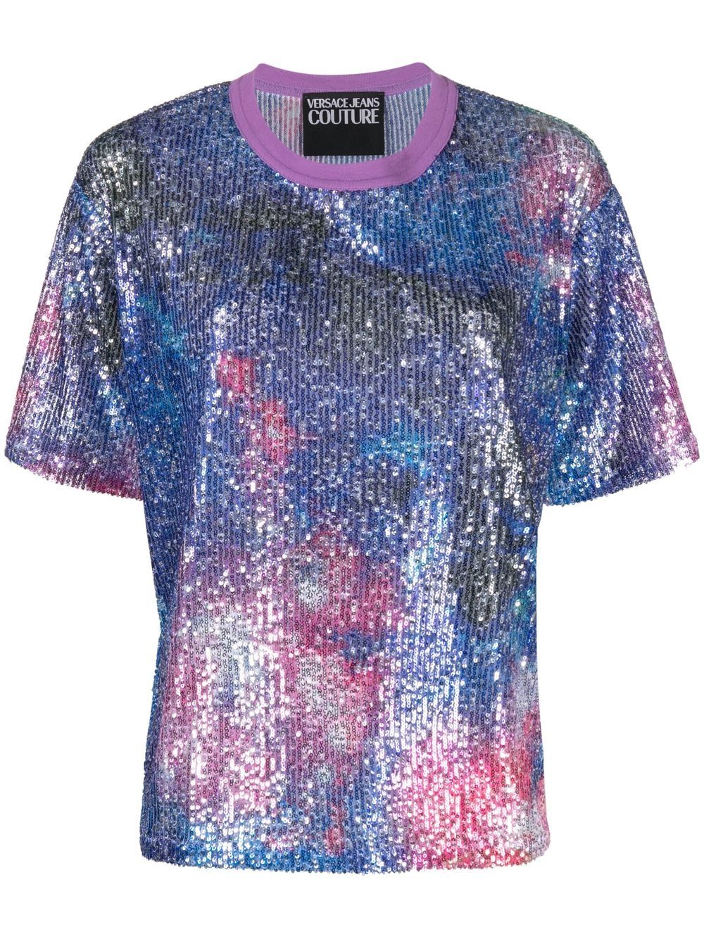 Versace Jeans Couture 亮片缀饰短袖T恤 - 蓝色