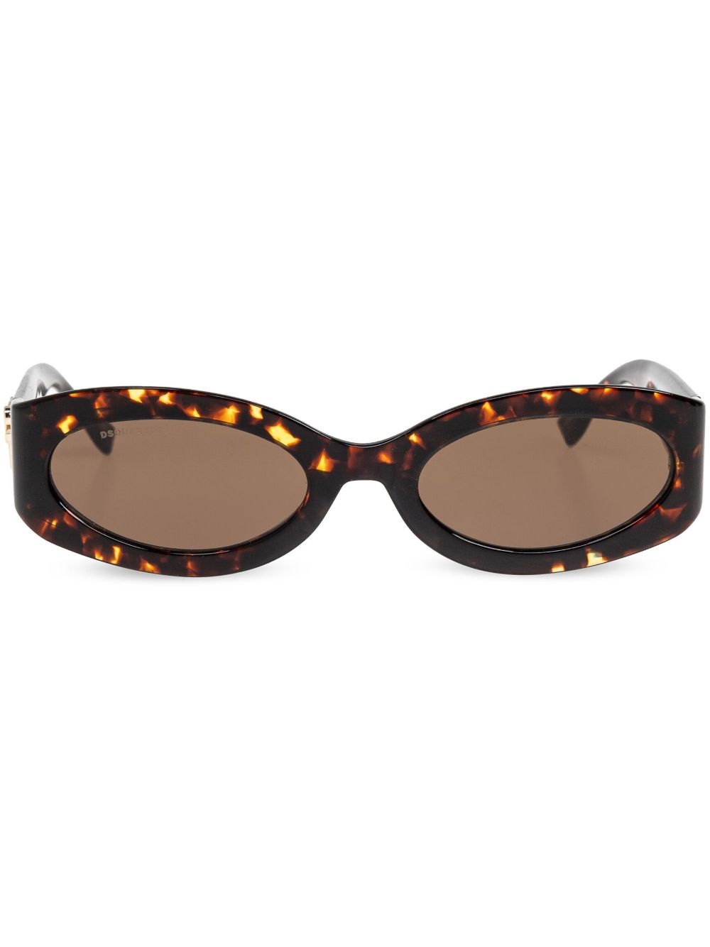 DSQUARED2 EYEWEAR 椭圆形镜框玳瑁纹太阳眼镜 - 褐色