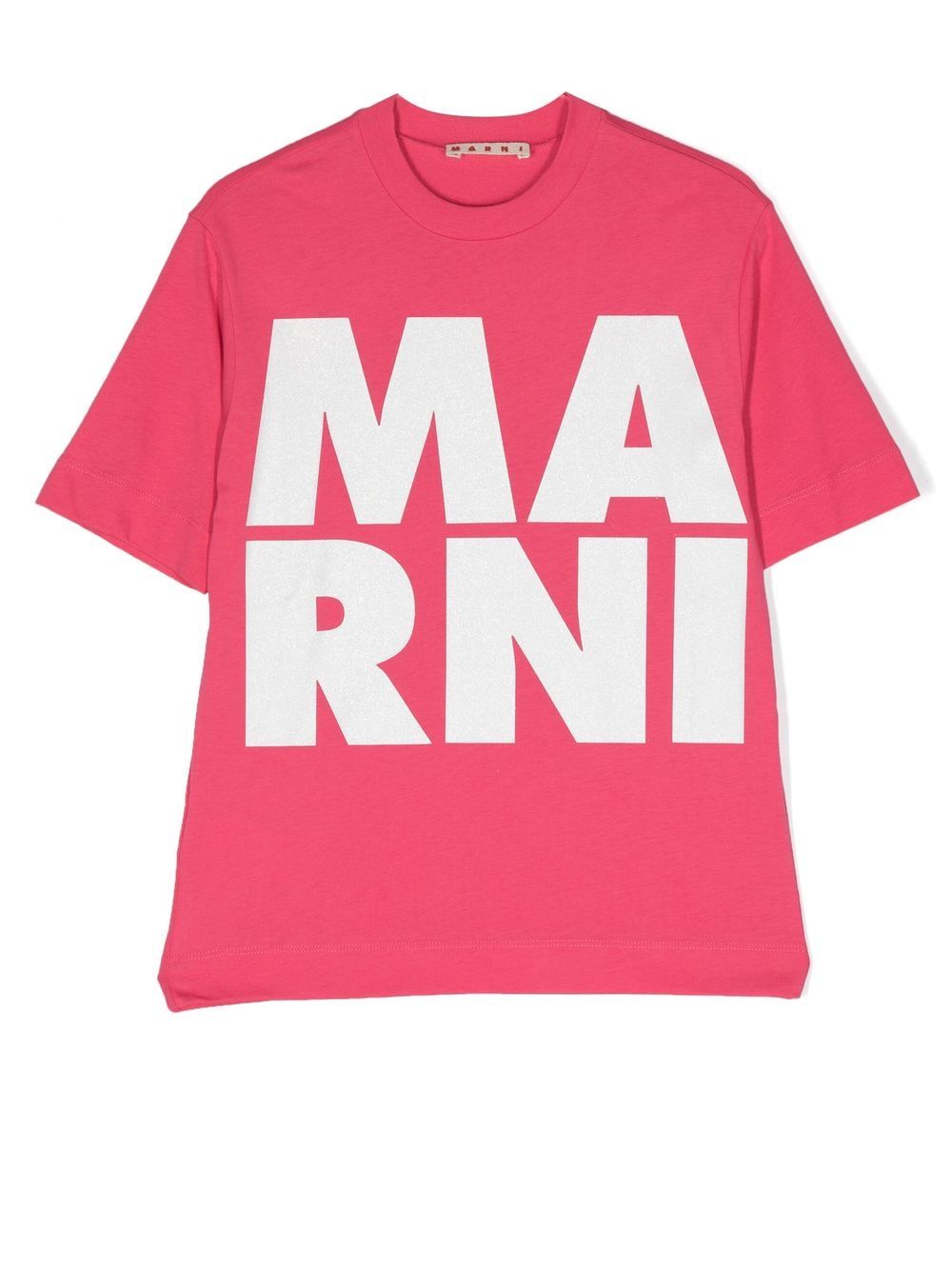 Marni Kids logo印花圆领T恤 - 粉色