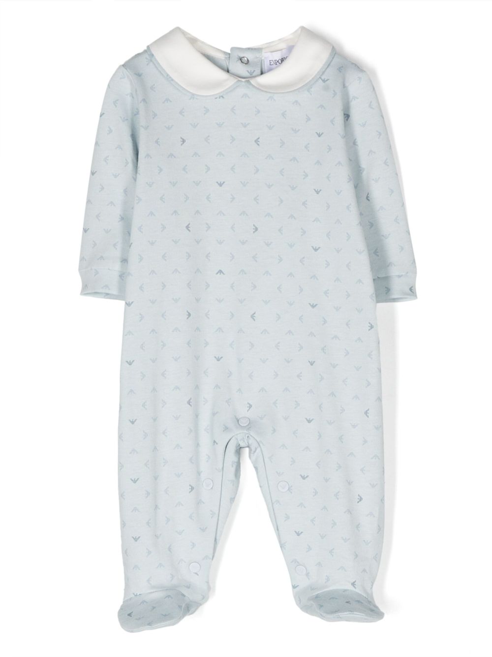 Emporio Armani Kids 经典logo图案棉连体衣 - 蓝色