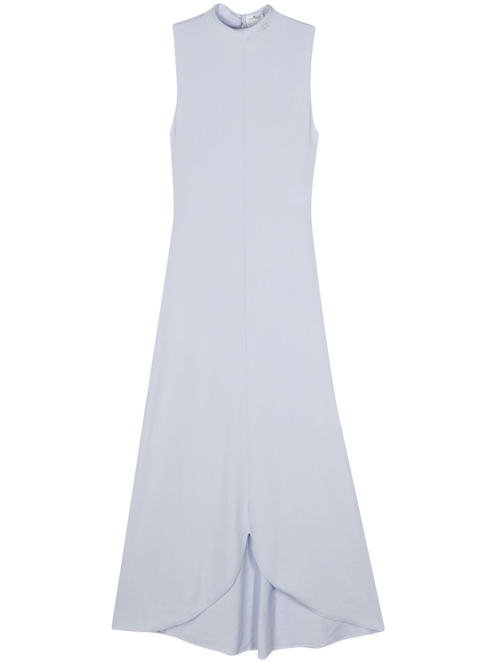 Courrèges logo刺绣超长连衣裙 - 蓝色