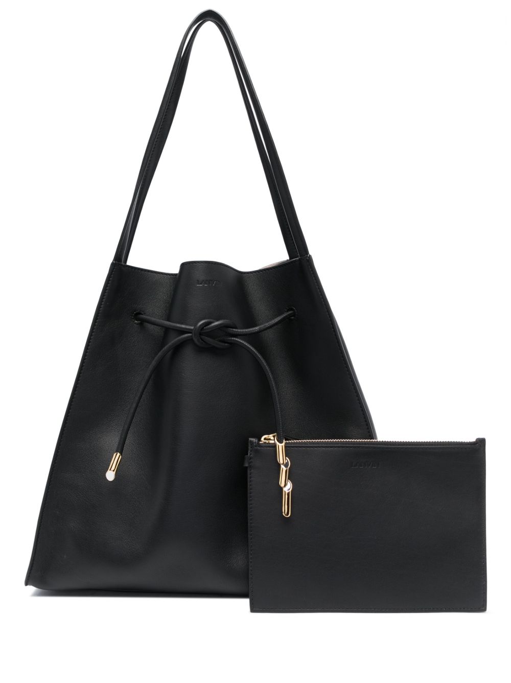 Lanvin Sequence 皮质中号单肩包 - 黑色