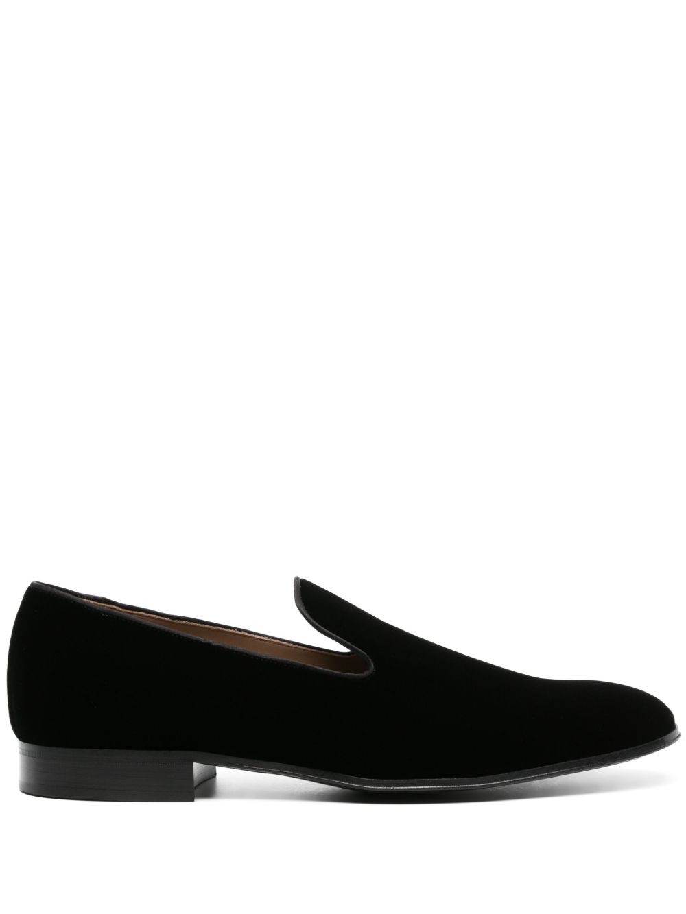 Gianvito Rossi Jean 圆头丝绒乐福鞋 - 黑色