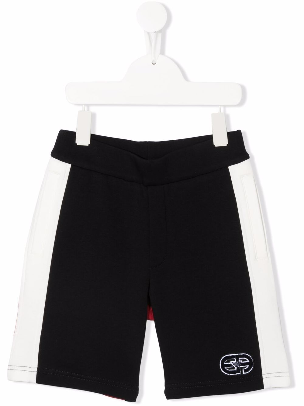 Emporio Armani Kids 拼色标贴泳裤 - 蓝色