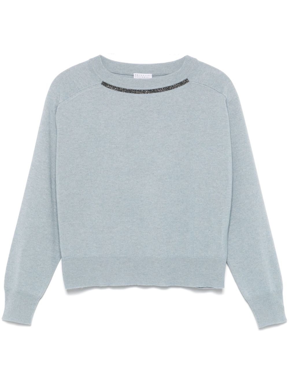 Brunello Cucinelli Monili 珠饰搭链细节毛衣 - 蓝色