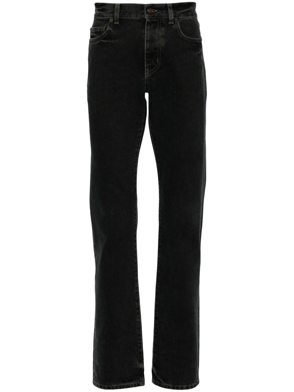 Saint Laurent logo纽扣牛仔裤 - 黑色