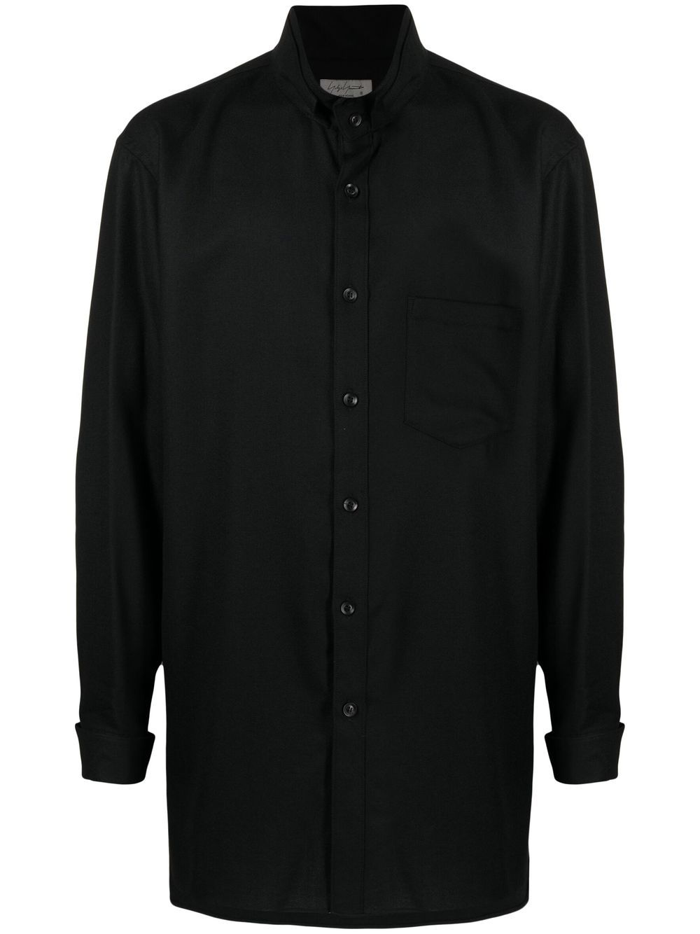 Yohji Yamamoto 高领排扣衬衫 - 黑色