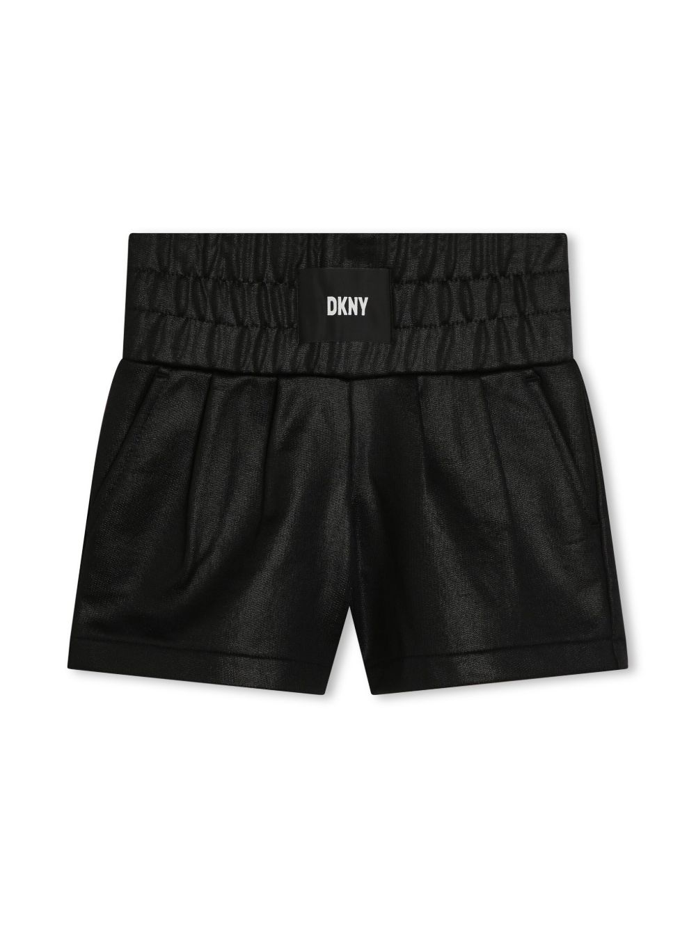 Dkny Kids logo贴花平纹针织运动短裤 - 黑色