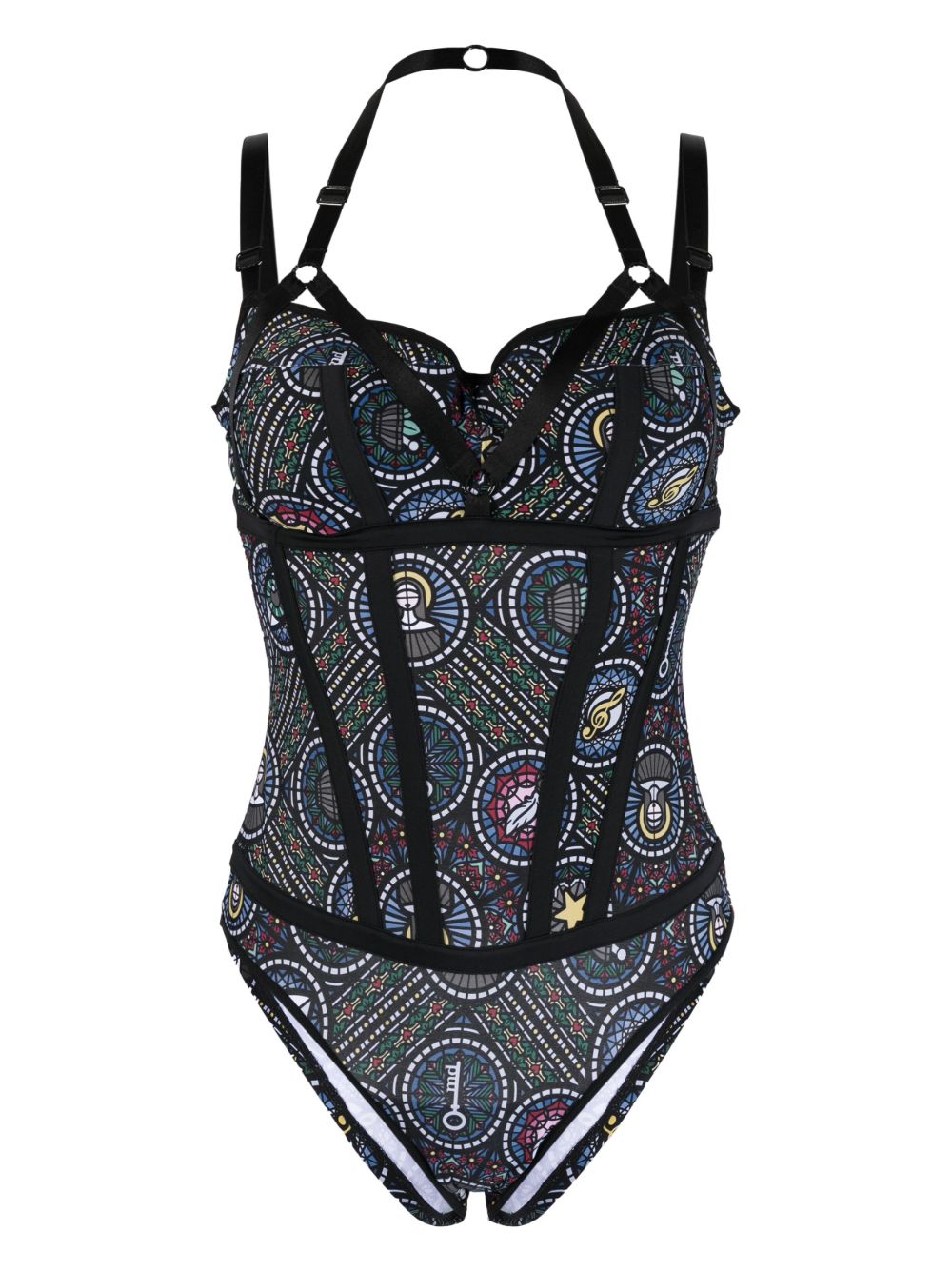Marlies Dekkers Ecclesia 彩绘玻璃印花连体紧身衣 - 黑色