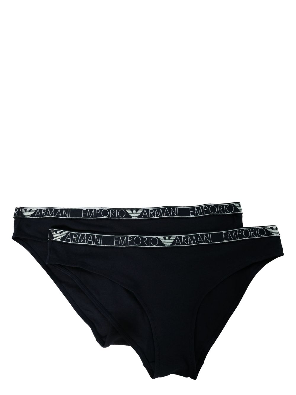 Emporio Armani logo腰边三角内裤（两件装） - 蓝色