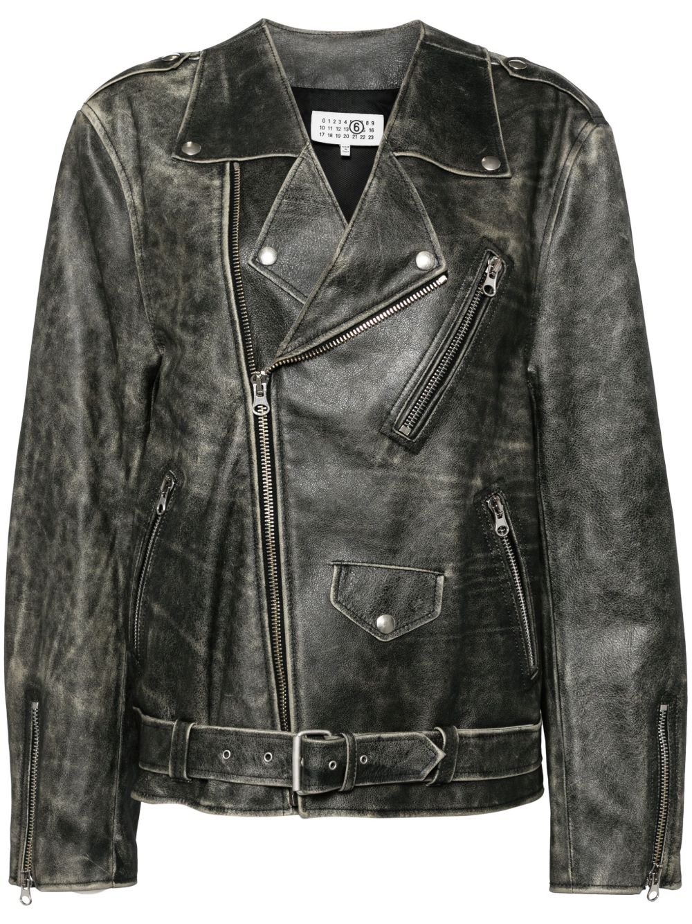 MM6 Maison Margiela 皮质机车夹克 - 绿色