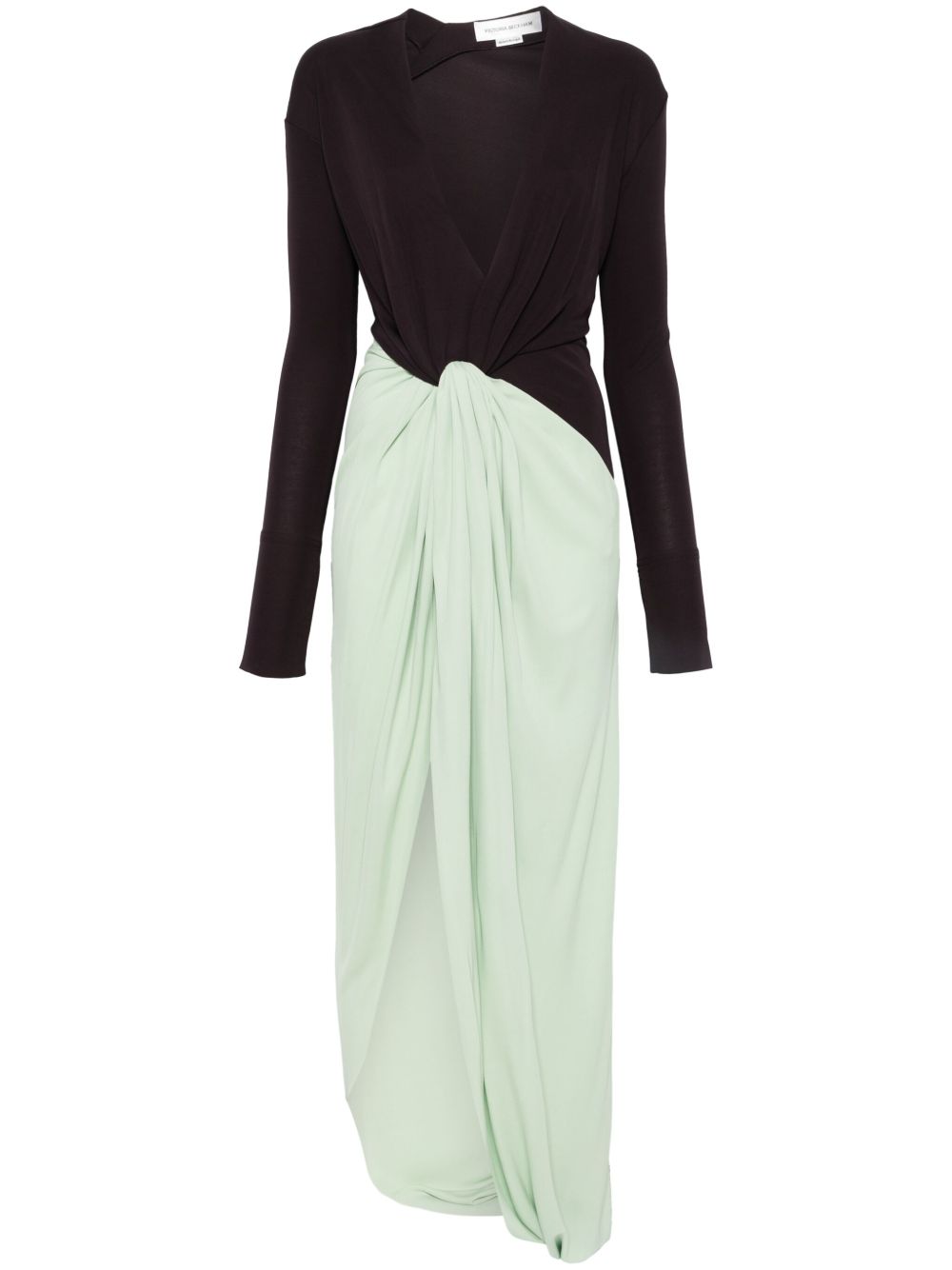 Victoria Beckham 结饰细节平纹针织礼服 - 绿色