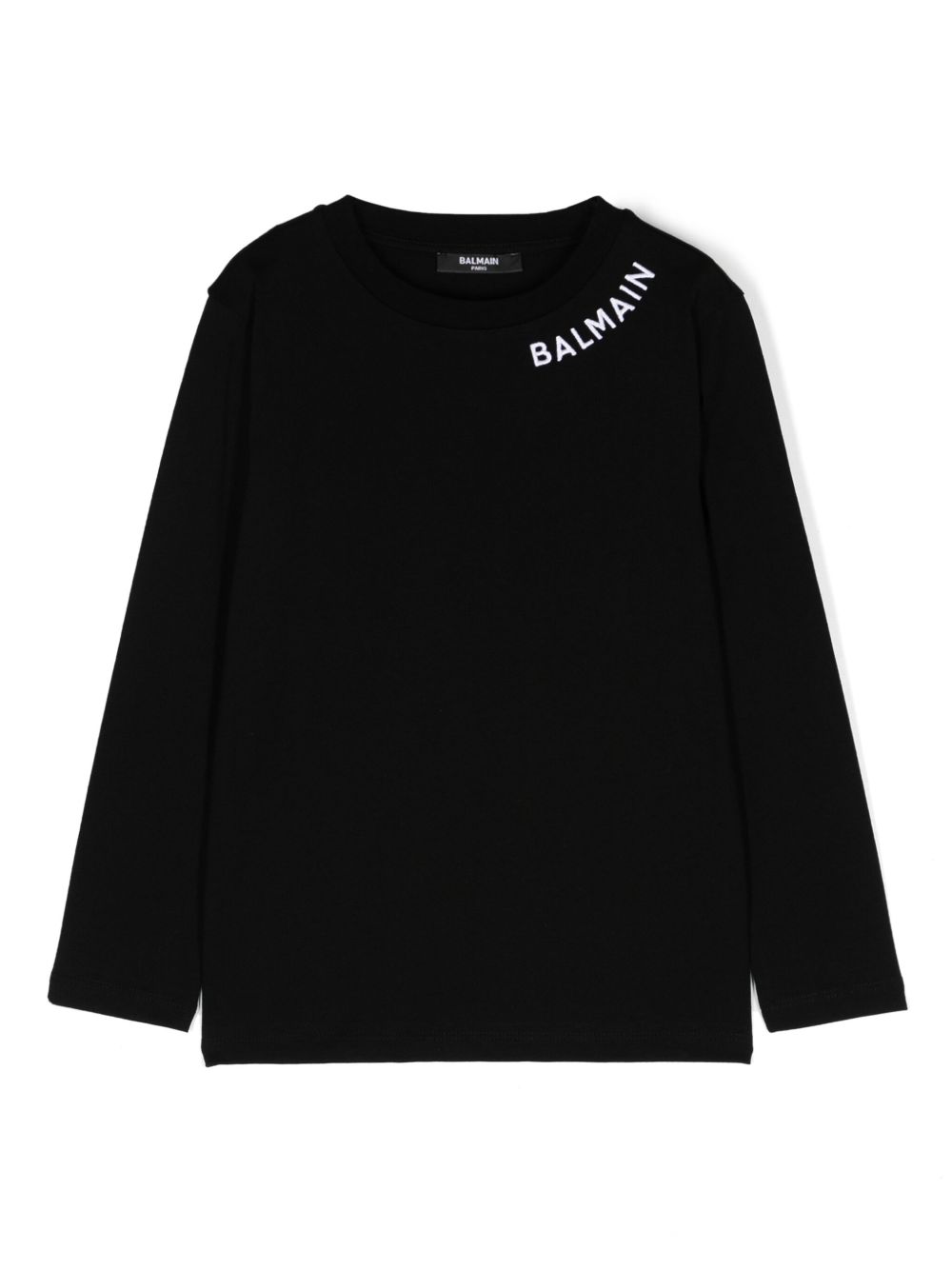 Balmain Kids logo刺绣棉T恤 - 黑色