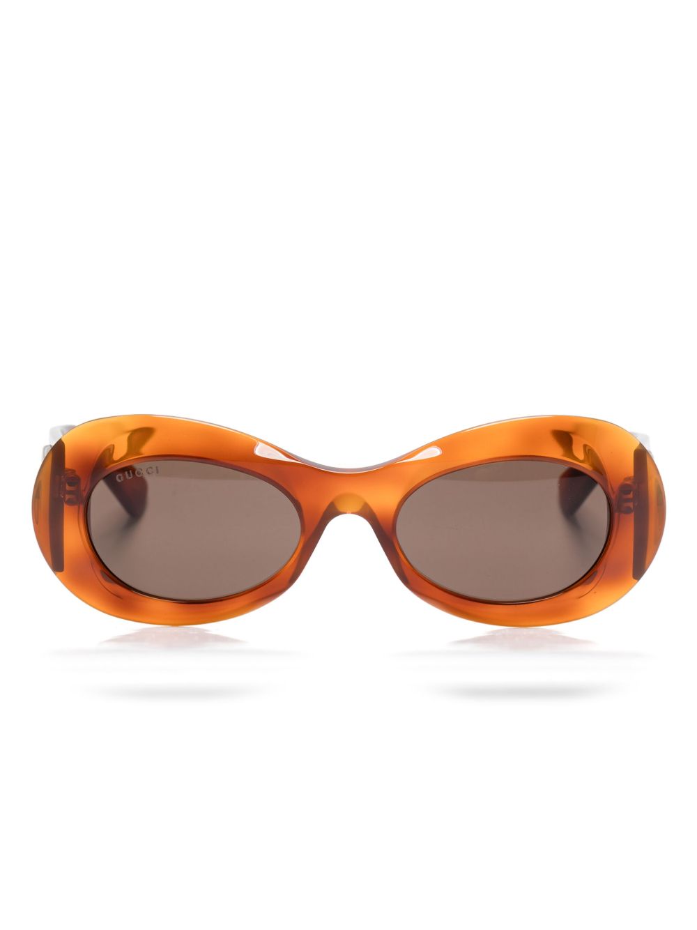 Gucci Eyewear 椭圆形框太阳眼镜 - 褐色
