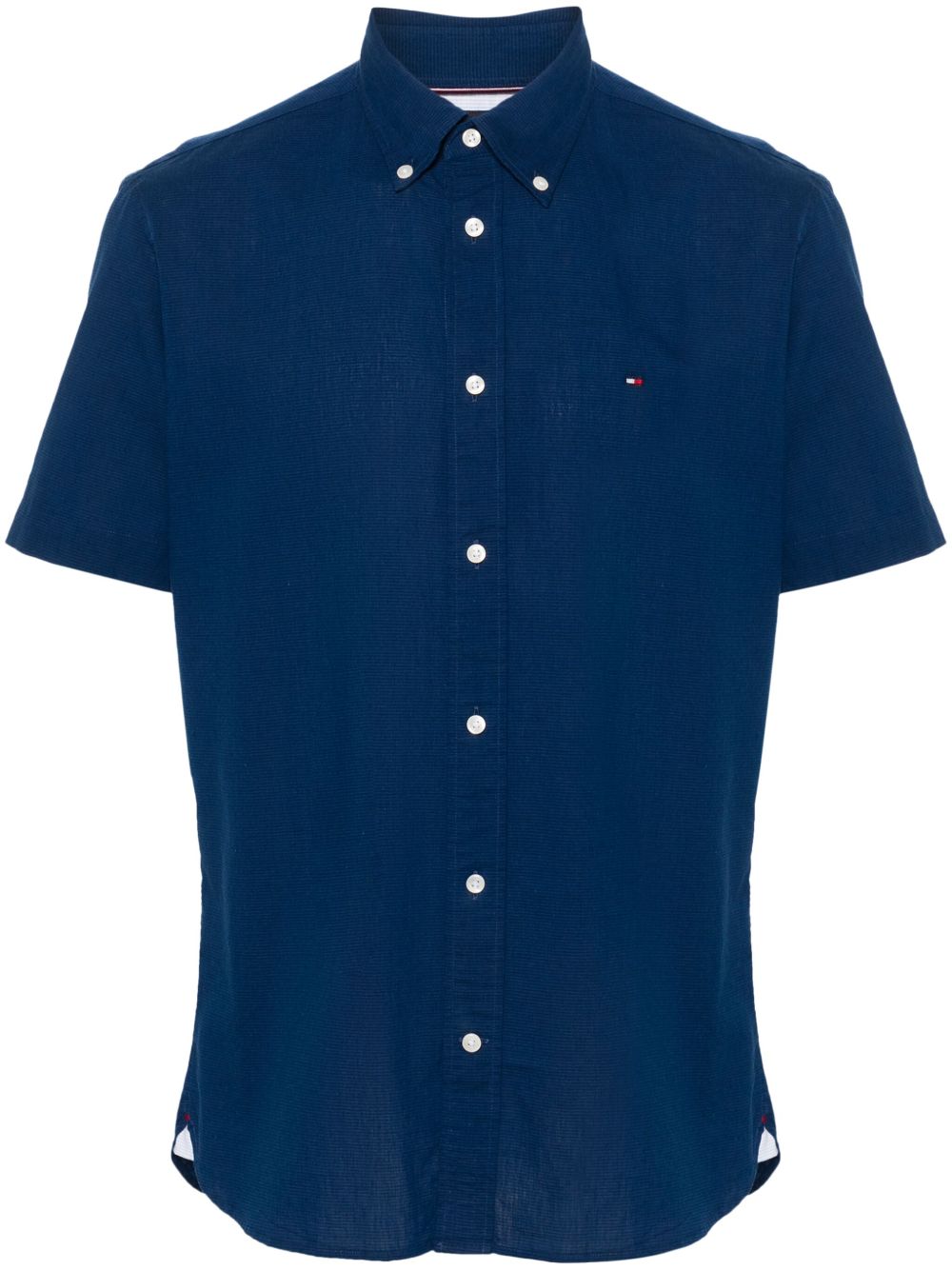 Tommy Hilfiger logo刺绣短袖衬衫 - 蓝色