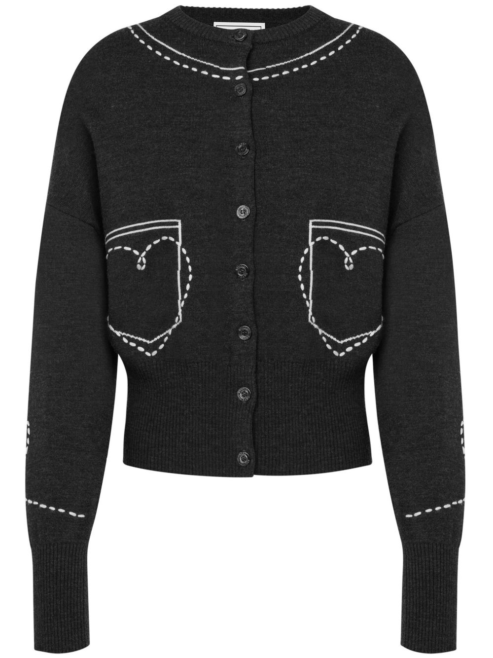 MOSCHINO JEANS 刺绣羊毛开衫 - 灰色