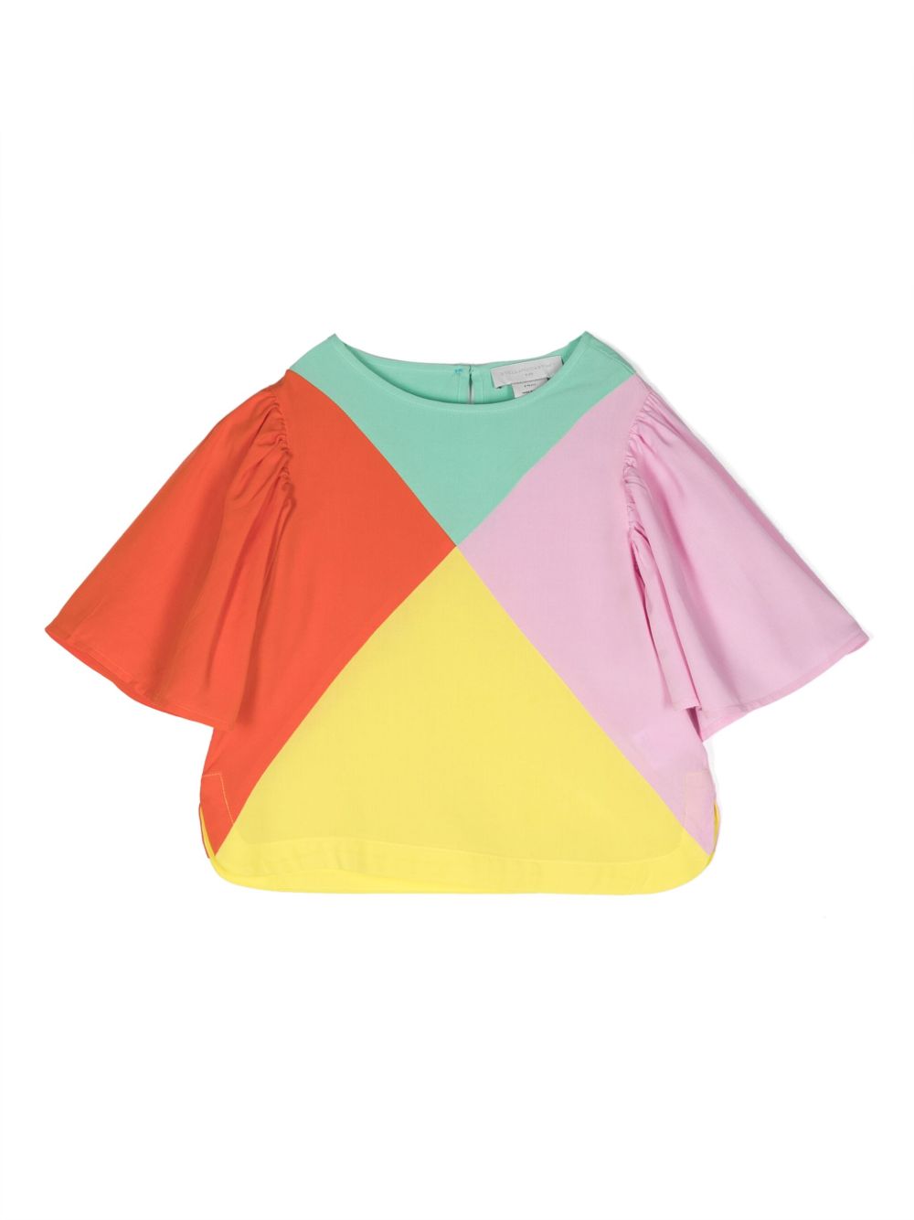 Stella McCartney Kids 拼色蝴蝶袖T恤 - 粉色