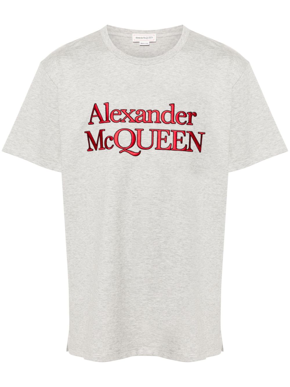 Alexander McQueen logo刺绣T恤 - 灰色