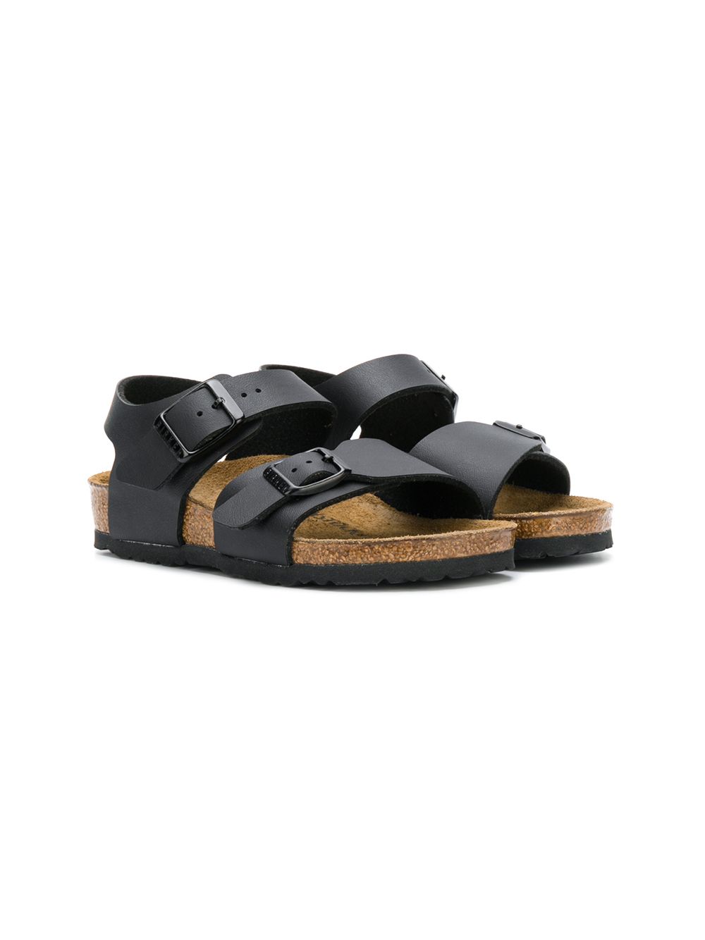 Birkenstock Kids buckle flat sandals - 黑色