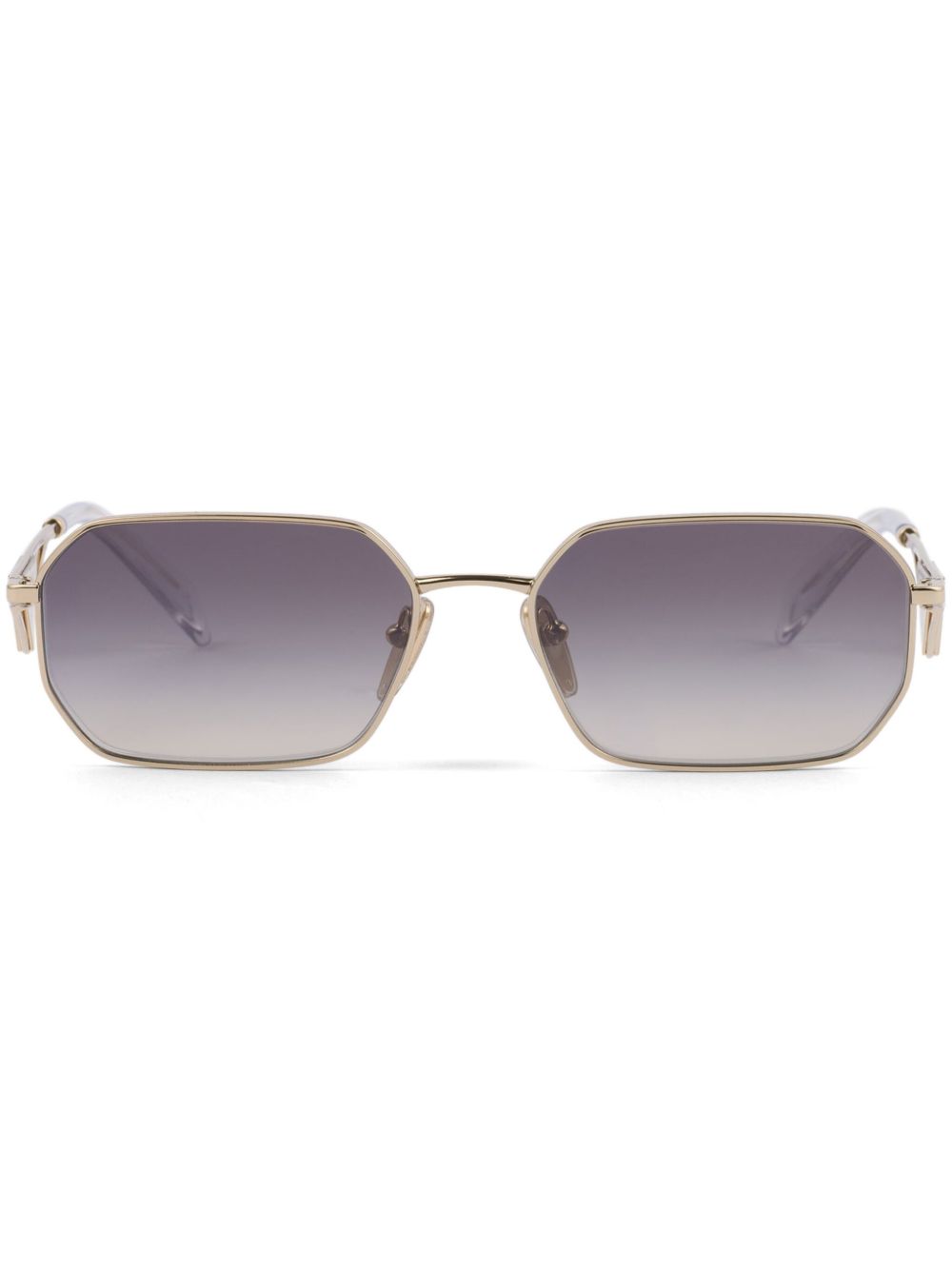 Prada Eyewear 三角形logo长方形框太阳眼镜 - 金色