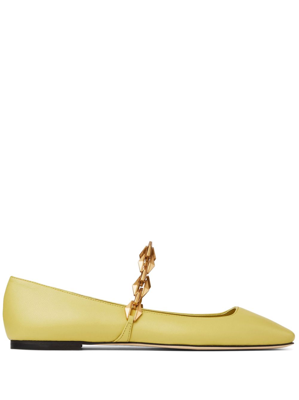 Jimmy Choo Diamond Tilda 皮质芭蕾平底鞋 - 黄色