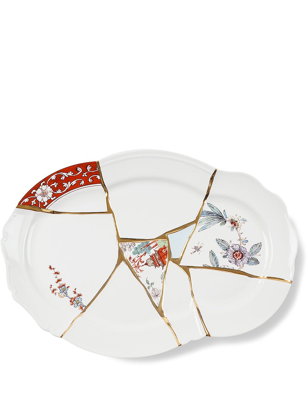 Seletti Kintsugi 陶瓷托盘（29厘米） - 白色