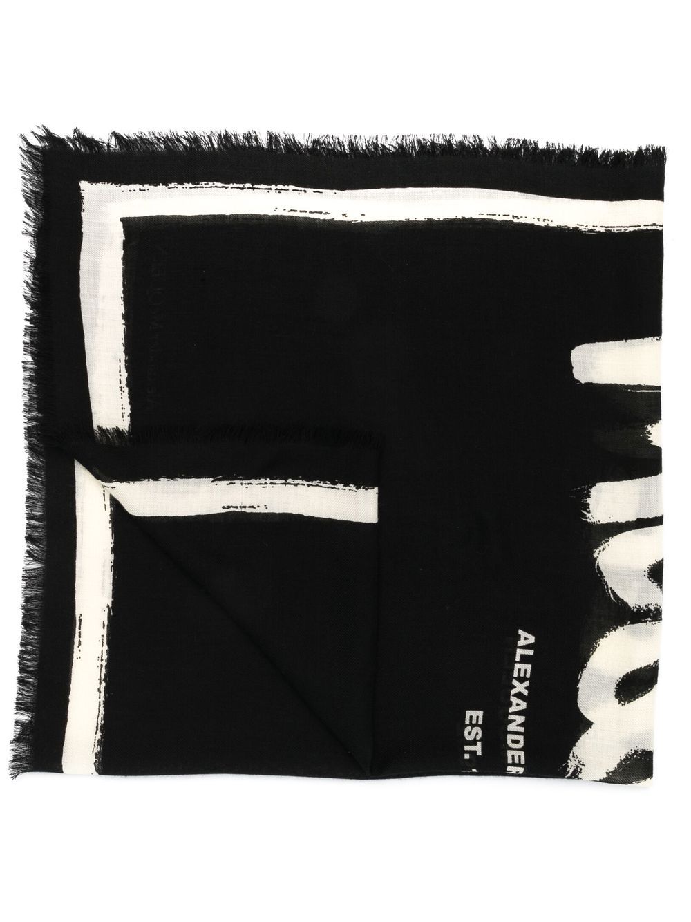 Alexander McQueen 亚历山大·麦昆 logo印花羊毛围巾 - 黑色