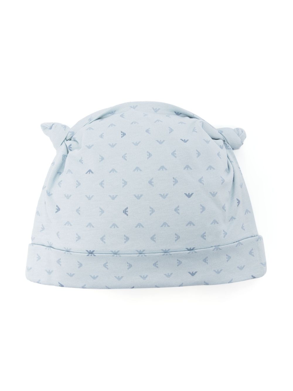 Emporio Armani Kids logo印花棉套头帽 - 蓝色