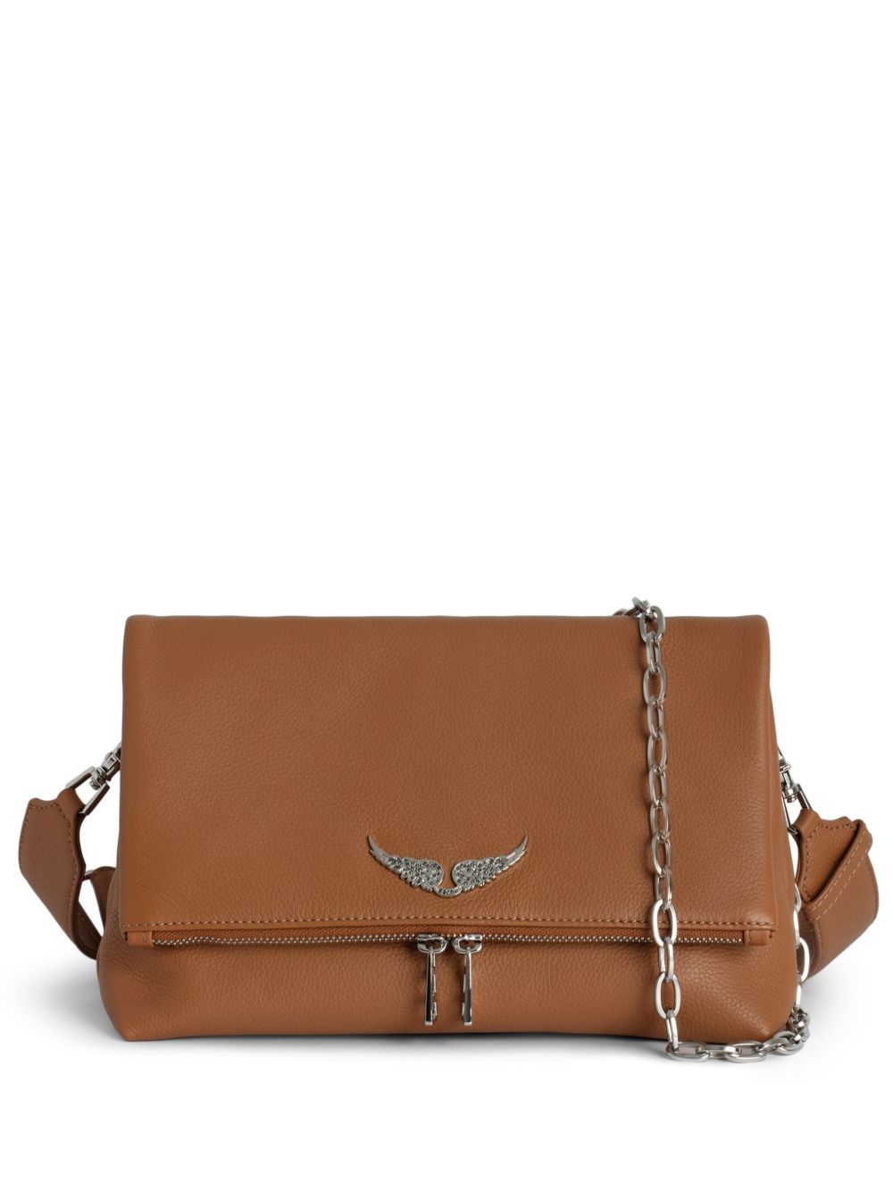 Zadig&Voltaire logo标牌斜挎包 - 褐色