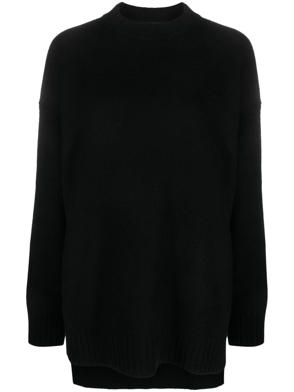 Jil Sander 圆领长袖羊毛毛衣 - 黑色