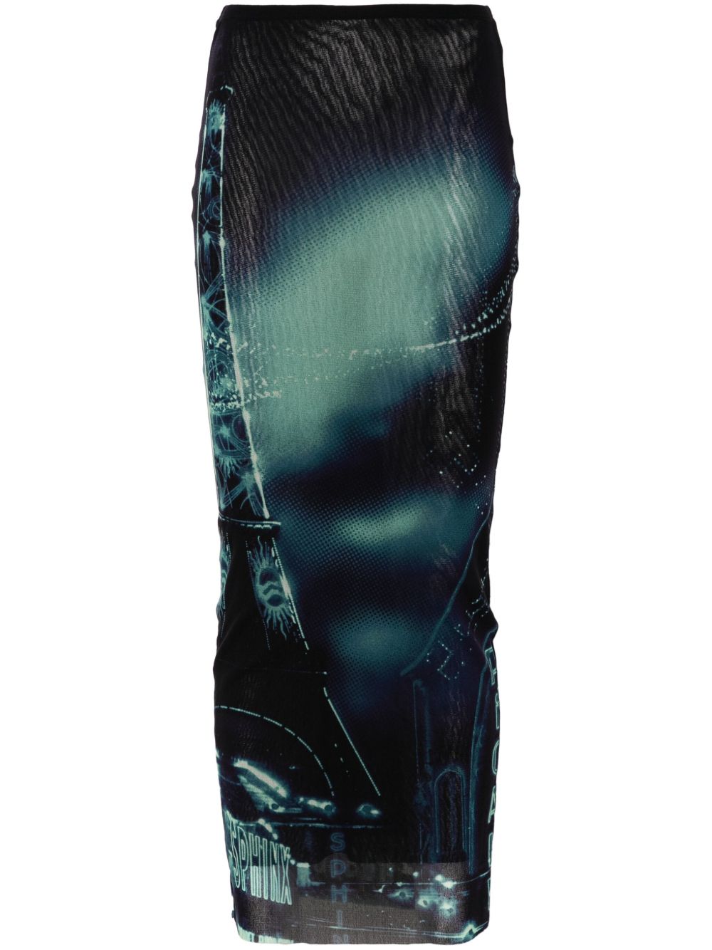 Jean Paul Gaultier Pigalle 印花超长半身裙 - 蓝色