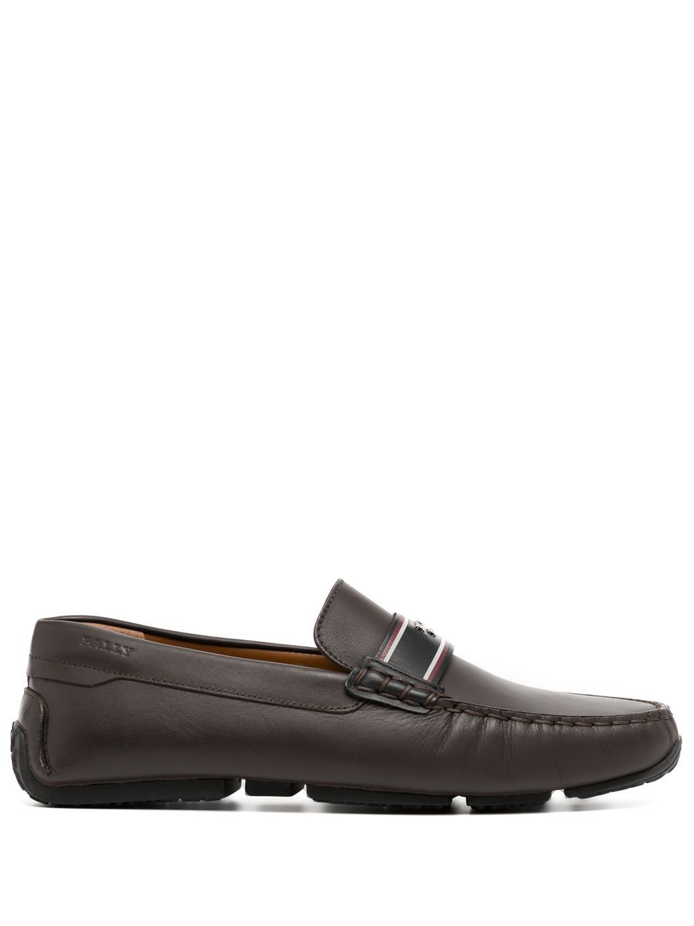 Bally logo标牌杏仁形鞋头乐福鞋 - 褐色
