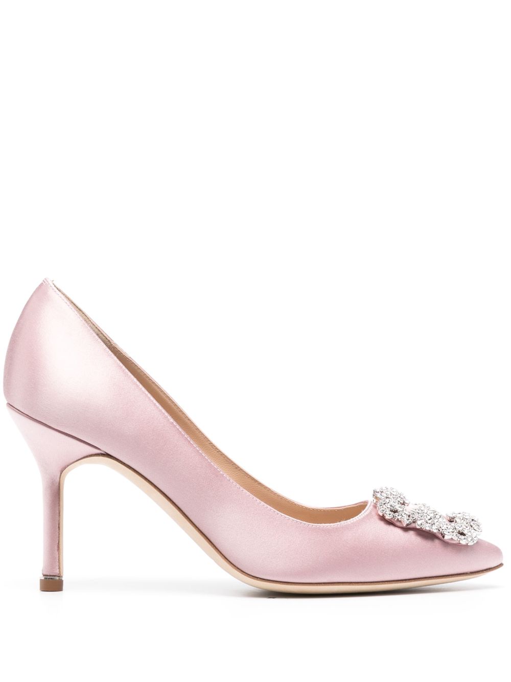 Manolo Blahnik Hangisi 晶饰扣环高跟鞋 - 粉色