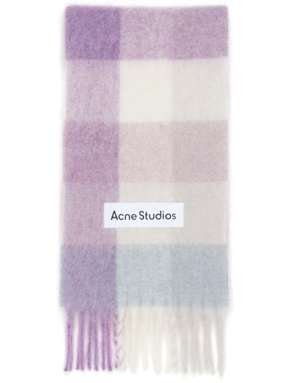 Acne Studios 格纹logo贴花围巾 - 紫色