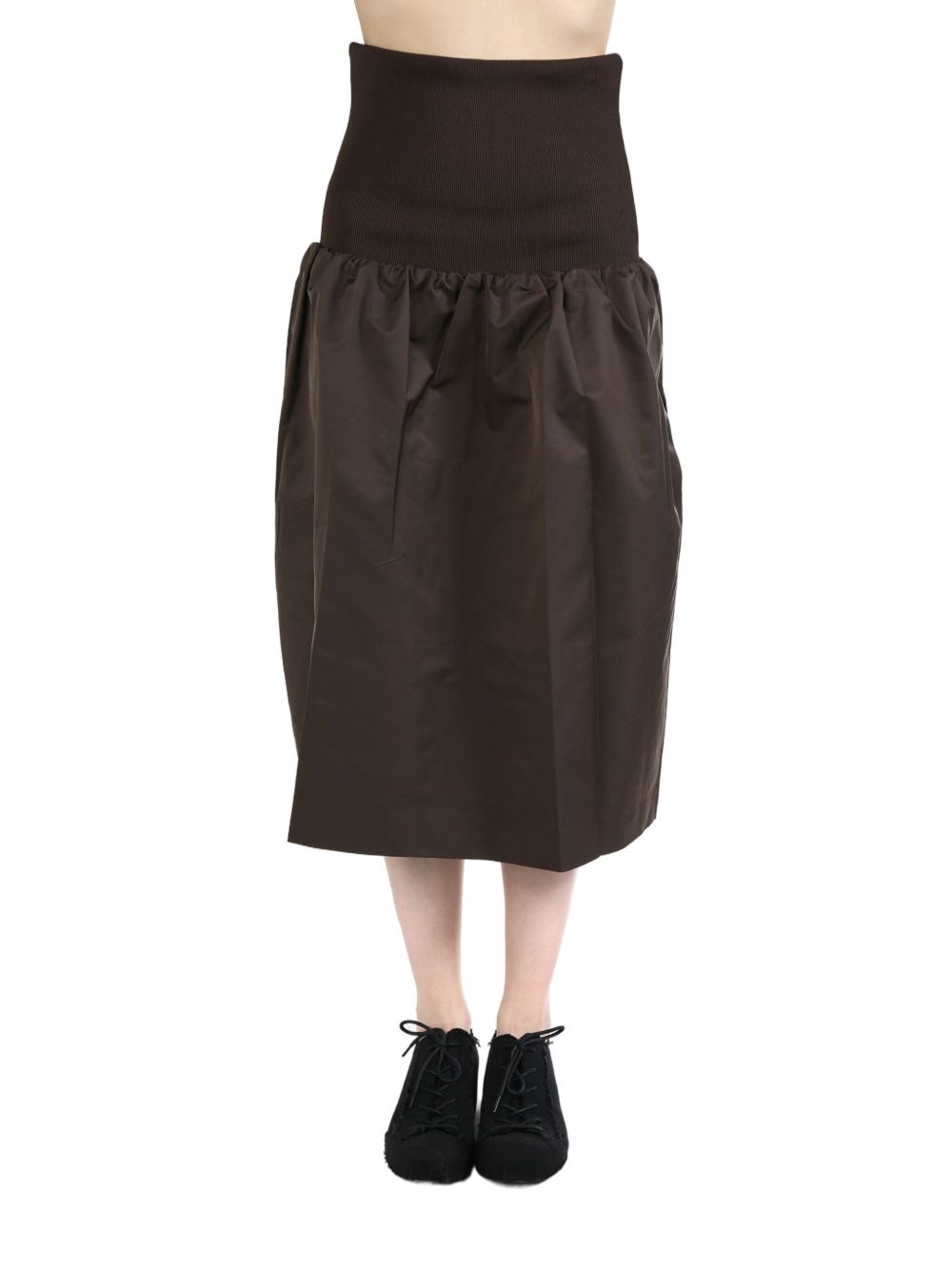 Amomento shirred high-waisted skirt - 褐色