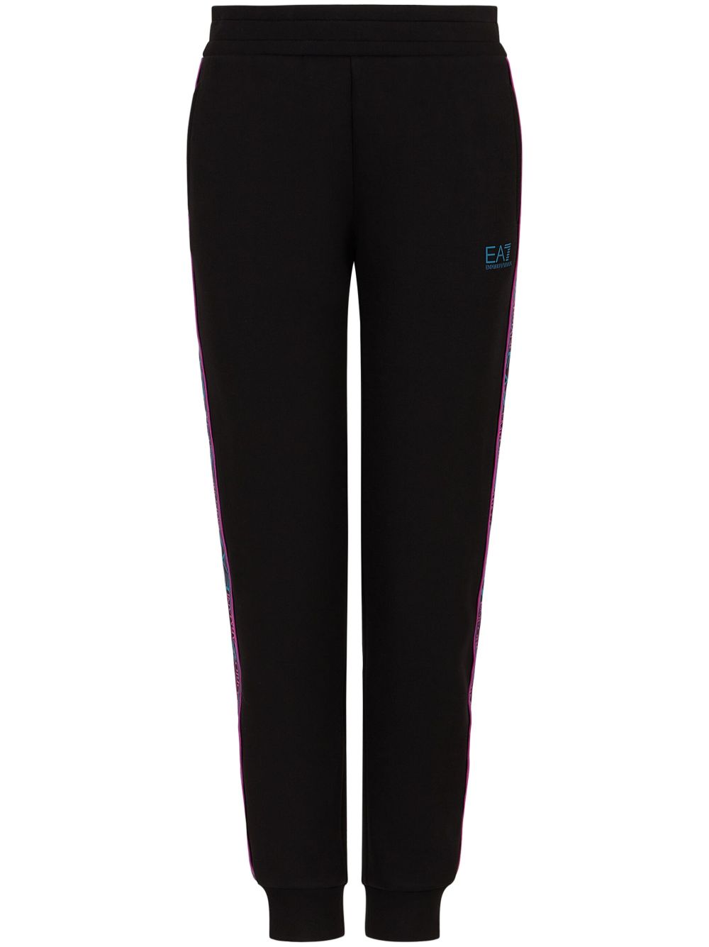 Ea7 Emporio Armani logo印花运动裤 - 黑色