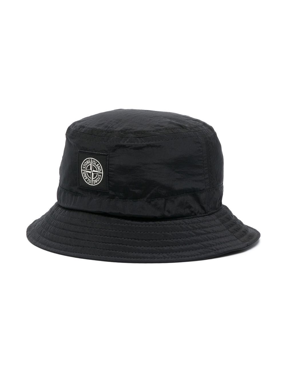 Stone Island Junior 标贴渔夫帽 - 黑色