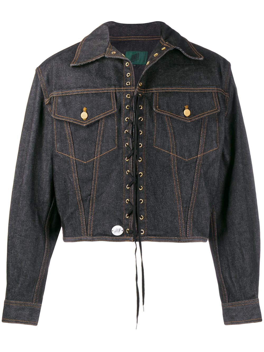 Jean Paul Gaultier Pre-Owned 绑带短款牛仔夹克 - 黑色