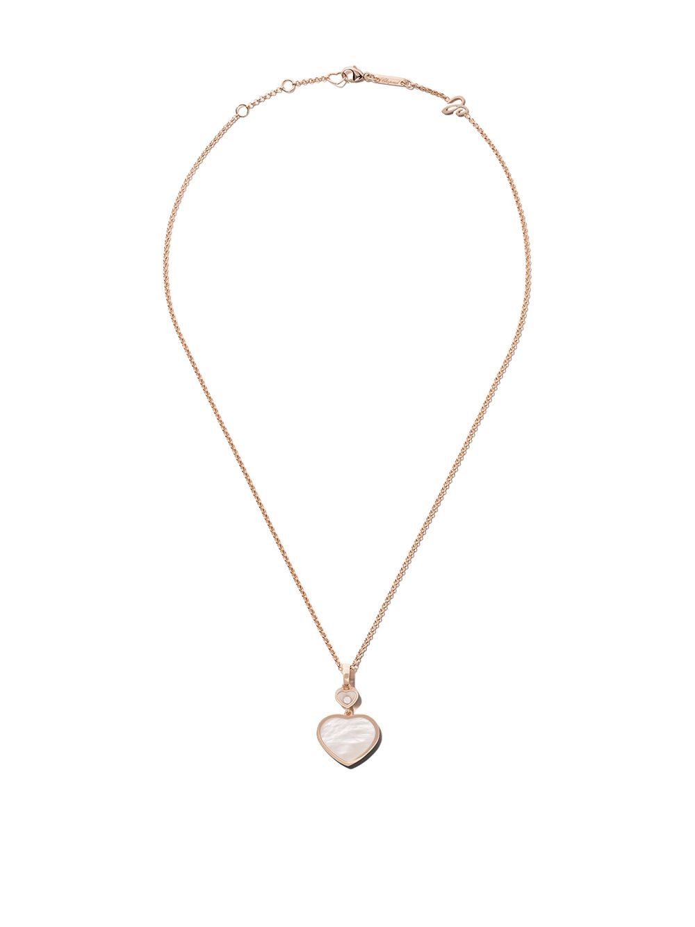 Chopard 18k玫瑰金Happy Hearts珍珠母与钻石吊坠项链 - 粉色